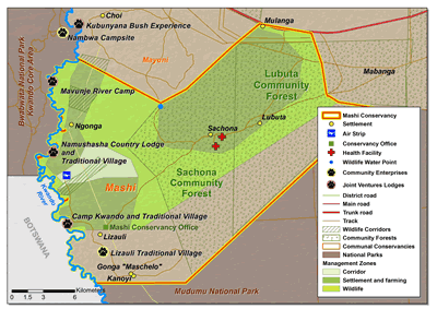 Mashi Conservancy map by Sylvia Thomson and Roxanne Godenschweig