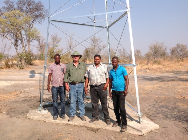 Wildlife water point in Mudumu national park upgraded with a windmill